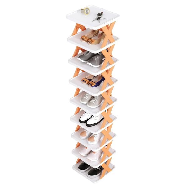 9Tier Narrow Entryway Shoe Rack Plastic Vertical Shoe Organizer Space Saving Free Standing Shoes Storage Shelf Closet Hallway - Image 9