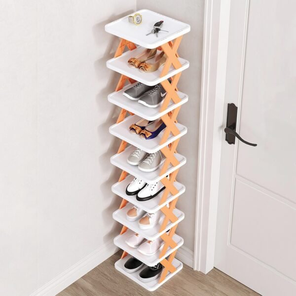 9Tier Narrow Entryway Shoe Rack Plastic Vertical Shoe Organizer Space Saving Free Standing Shoes Storage Shelf Closet Hallway - Image 6