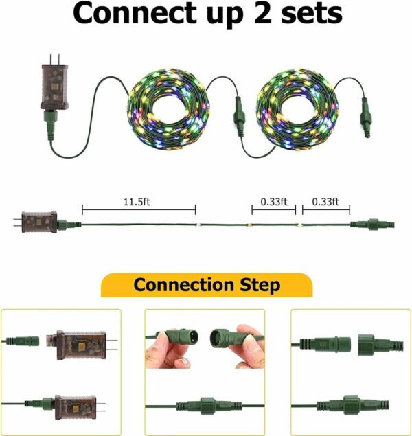 110Ft 300 LED 9 Modes Color Changing Waterproof Outdoor Christmas String Lights - Image 5