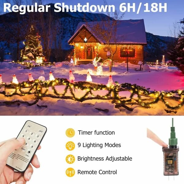 110Ft 300 LED 9 Modes Color Changing Waterproof Outdoor Christmas String Lights - Image 7