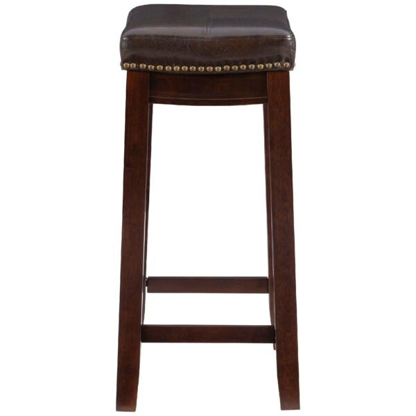 Claridge 26" Backless Indoor Counter Stool, Dark Brown with Cognac Faux Leather, Includes 1 Stool - Image 5