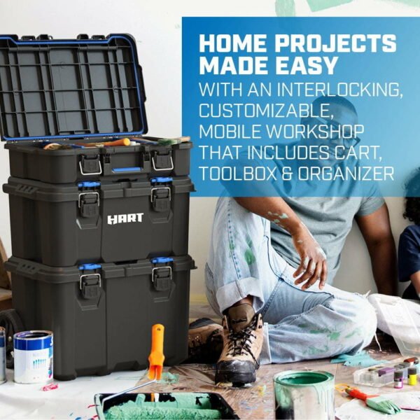 Stack System, Mobile Toolbox for Storage and Organization, 3 Piece Resin Plastic Modular Toolbox System - Image 2