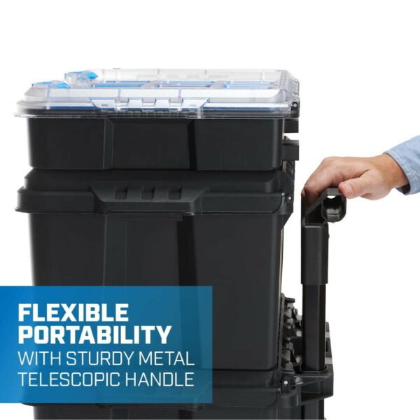Stack System, Mobile Toolbox for Storage and Organization, 3 Piece Resin Plastic Modular Toolbox System - Image 4
