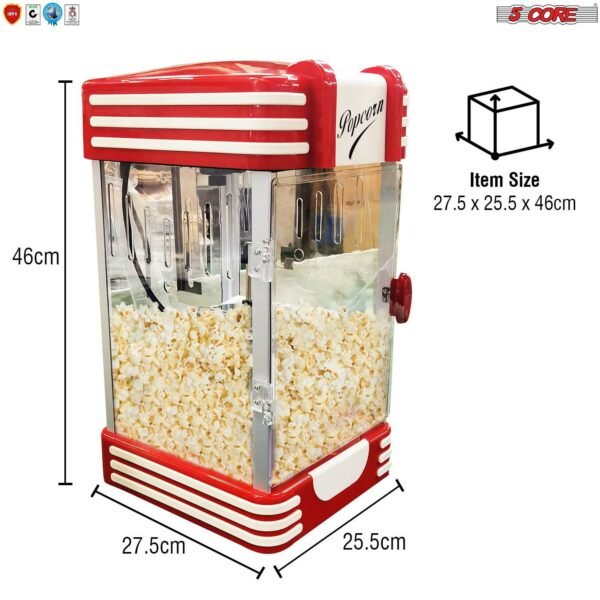 Commercial Popcorn Machine Also used in Home; Party; Movie Theater Style 4 oz. Ounce Antique 300 Watts Big Grande Size 5 Core-POP-850 - Image 2