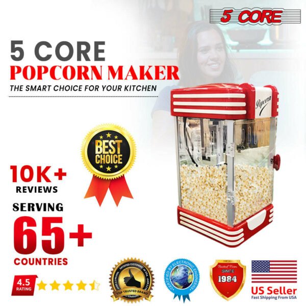 Commercial Popcorn Machine Also used in Home; Party; Movie Theater Style 4 oz. Ounce Antique 300 Watts Big Grande Size 5 Core-POP-850 - Image 11