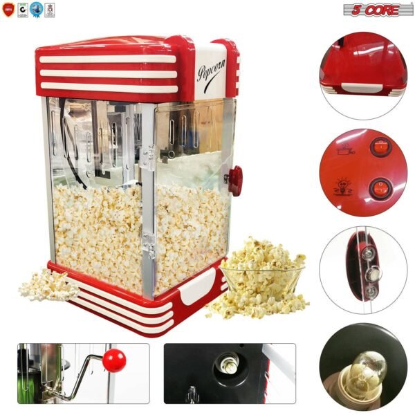 Commercial Popcorn Machine Also used in Home; Party; Movie Theater Style 4 oz. Ounce Antique 300 Watts Big Grande Size 5 Core-POP-850 - Image 4
