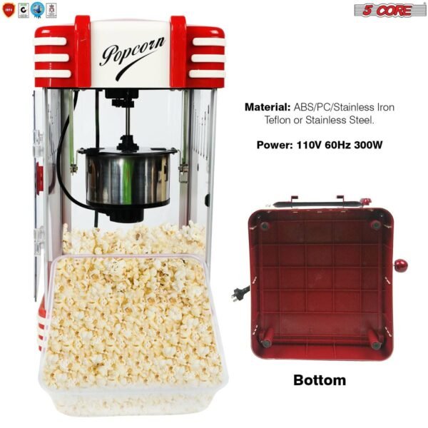 Commercial Popcorn Machine Also used in Home; Party; Movie Theater Style 4 oz. Ounce Antique 300 Watts Big Grande Size 5 Core-POP-850 - Image 5