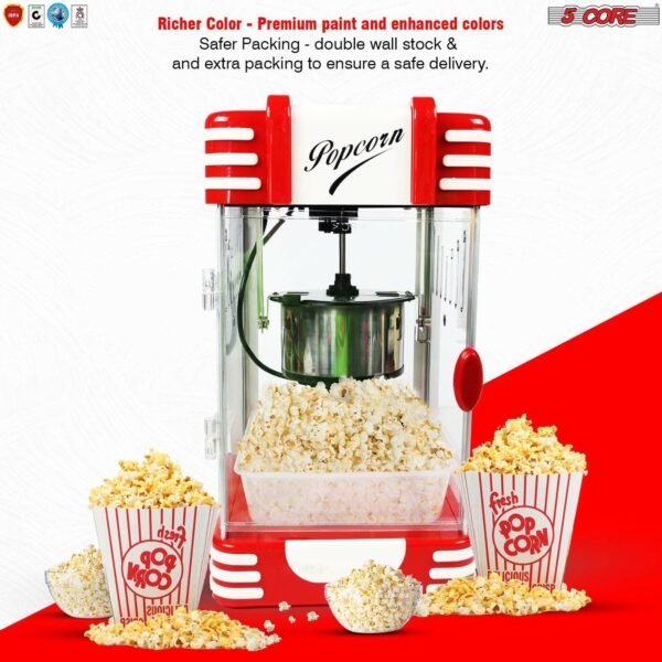 Commercial Popcorn Machine Also used in Home; Party; Movie Theater Style 4 oz. Ounce Antique 300 Watts Big Grande Size 5 Core-POP-850 - Image 6