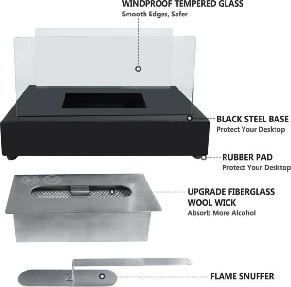 Upgrades Tabletop Rectangle Fire Pits; Portable Smokeless Bio Ethanol Fireplace with Realistic Burning; Awesome Gifts - Image 5