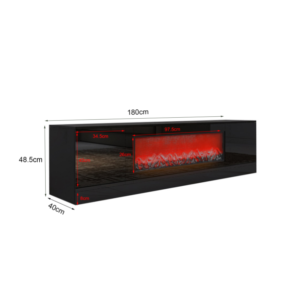 Living room furniture modern black electric fireplace TV stand with insert fireplace,without remote and heating - Image 4