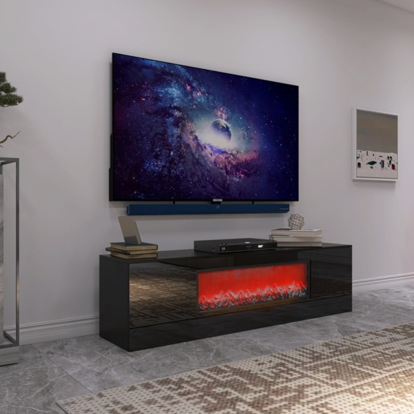 Living room furniture modern black electric fireplace TV stand with insert fireplace,without remote and heating - Image 7