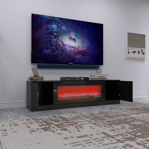 Living room furniture modern black electric fireplace TV stand with insert fireplace,without remote and heating - Image 8