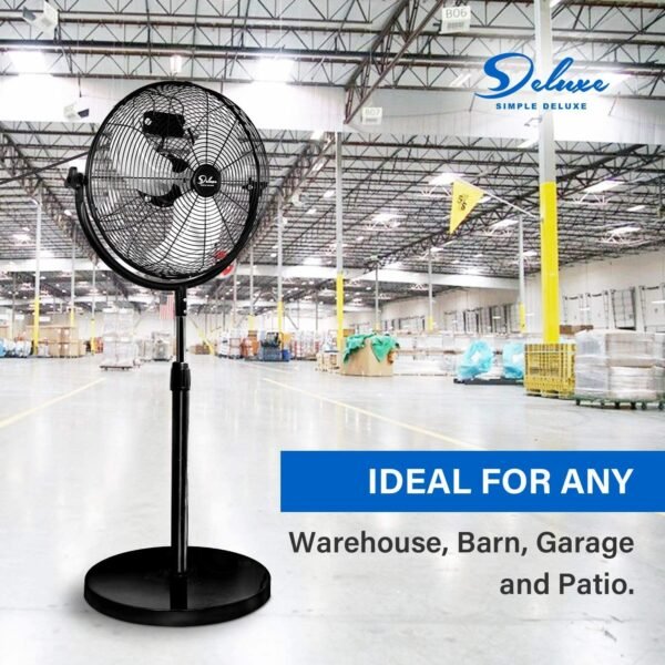 Simple Deluxe 20 Inch Pedestal Standing Fan, High Velocity, Heavy Duty Metal For Industrial, Commercial, Residential, Greenhouse Use, Black - Image 3