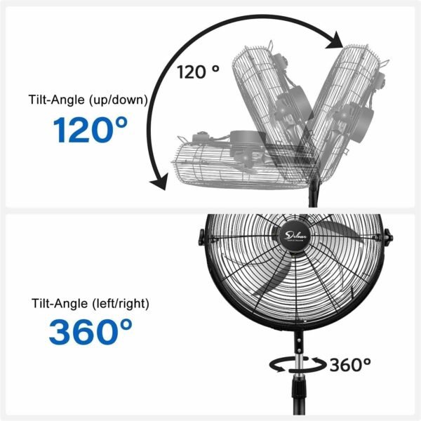 Simple Deluxe 20 Inch Pedestal Standing Fan, High Velocity, Heavy Duty Metal For Industrial, Commercial, Residential, Greenhouse Use, Black - Image 6