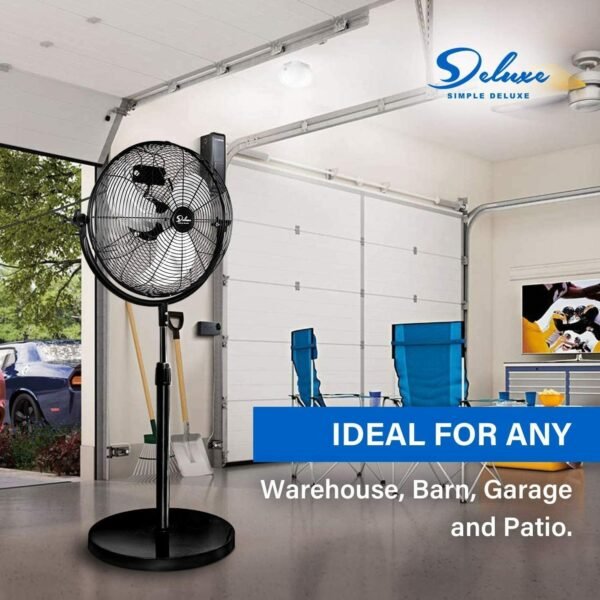 Simple Deluxe 20 Inch Pedestal Standing Fan, High Velocity, Heavy Duty Metal For Industrial, Commercial, Residential, Greenhouse Use, Black - Image 7