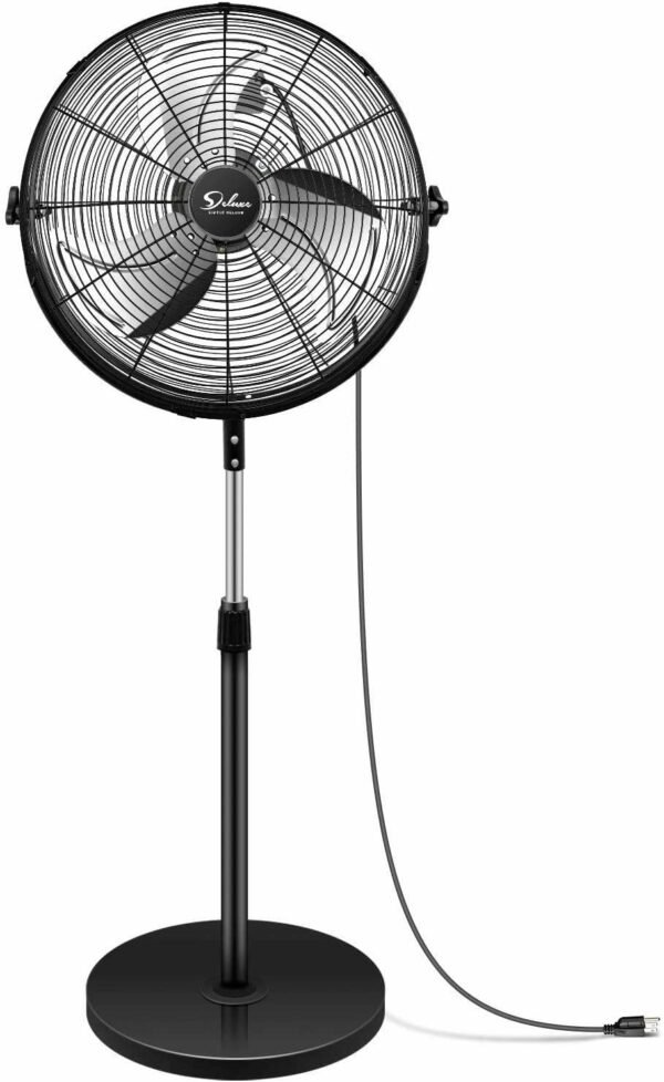 Simple Deluxe 20 Inch Pedestal Standing Fan, High Velocity, Heavy Duty Metal For Industrial, Commercial, Residential, Greenhouse Use, Black
