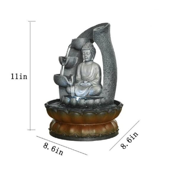 11inches Buddha Fountain Fengshui Indoor Tabletop Decorative Waterfall Kit with Submersible Pump for Office and Home Decor - Image 2
