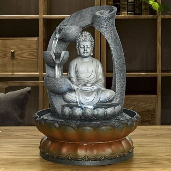 11inches Buddha Fountain Fengshui Indoor Tabletop Decorative Waterfall Kit with Submersible Pump for Office and Home Decor - Image 3