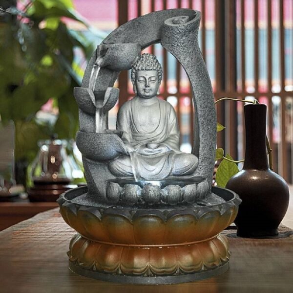 11inches Buddha Fountain Fengshui Indoor Tabletop Decorative Waterfall Kit with Submersible Pump for Office and Home Decor - Image 4