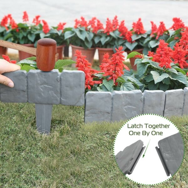 20 PCS Cobbled Stone Effect Plastic Garden Lawn Border Edging - Image 4