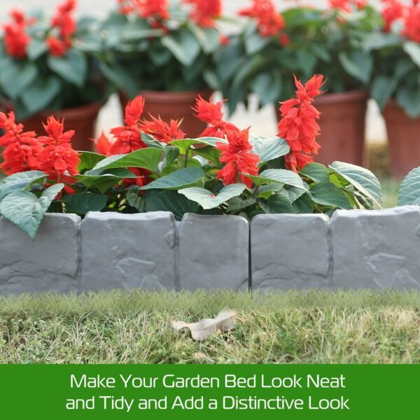 20 PCS Cobbled Stone Effect Plastic Garden Lawn Border Edging - Image 5