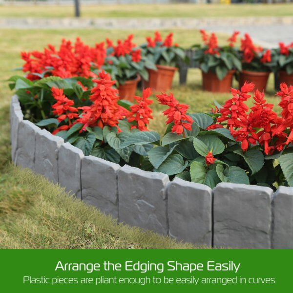 20 PCS Cobbled Stone Effect Plastic Garden Lawn Border Edging - Image 6