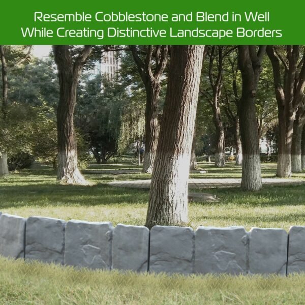 20 PCS Cobbled Stone Effect Plastic Garden Lawn Border Edging - Image 7