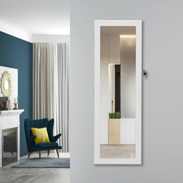 Fashion Simple Jewelry Storage Mirror Cabinet With LED Lights Can Be Hung On The Door Or Wall - Image 2