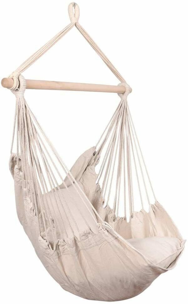 Hammocks Hanging Rope Hammock Chair Swing Seat with Two Seat Cushions and Carrying Bag;  Weight Capacity 300 Lbs;  Natural - Image 2
