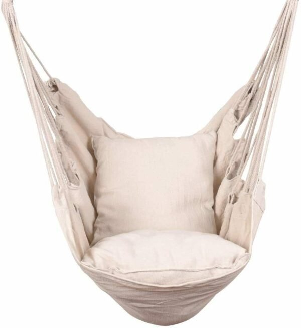 Hammocks Hanging Rope Hammock Chair Swing Seat with Two Seat Cushions and Carrying Bag;  Weight Capacity 300 Lbs;  Natural - Image 3