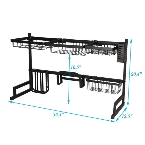 Bosonshop Over The Sink Dish Drying Rack Stainless Steel Kitchen Supplies Storage Shelf Drainer Organizer, 35" x 12.2" x 20.4" - Image 2
