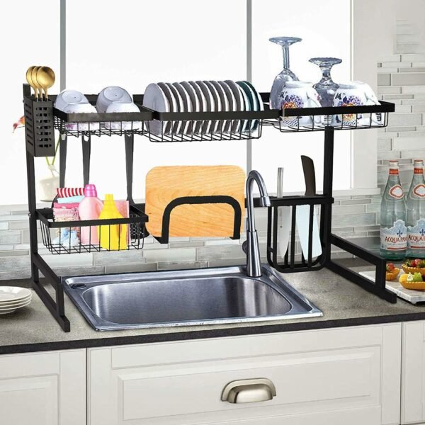 Bosonshop Over The Sink Dish Drying Rack Stainless Steel Kitchen Supplies Storage Shelf Drainer Organizer, 35" x 12.2" x 20.4" - Image 6
