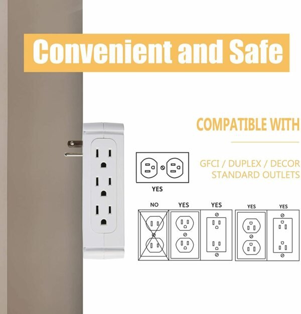 Bosonshop Wall Outlet Extender-2 Pack Surge Protector Multifunctional Outlet Wall Plug with 3 USB Ports(3.4A Total), 8 AC Outlets, Removable Outlet Shelf - Image 2