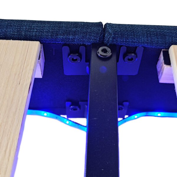 Queen Size Bedframe with LED Bedside Induction Light, Wrapped in Linen, Bedside Atmosphere Light, Anti Slip and Noise Free, Easy to Assemble, Dark Blue - Image 10