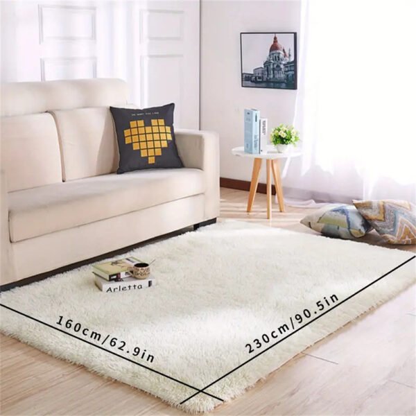 1pc Ultra Soft Plush Rug, White Large Area Rug, Non-slip Fluffy Shaggy Rug - Image 2