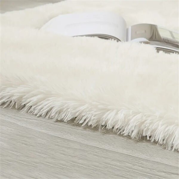 1pc Ultra Soft Plush Rug, White Large Area Rug, Non-slip Fluffy Shaggy Rug - Image 3