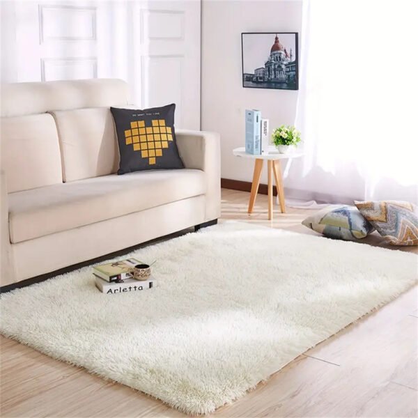 1pc Ultra Soft Plush Rug, White Large Area Rug, Non-slip Fluffy Shaggy Rug - Image 4