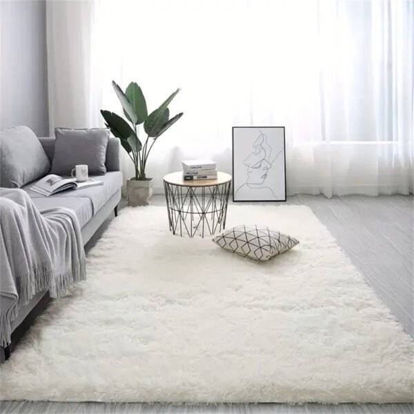 1pc Ultra Soft Plush Rug, White Large Area Rug, Non-slip Fluffy Shaggy Rug - Image 6