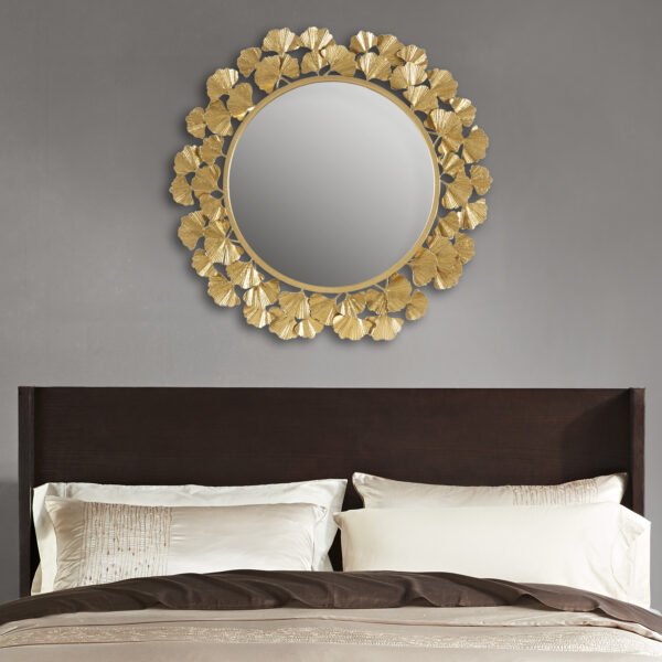 Eden Gold Gingko Leaf Round Wall Mirror 30.5" - Image 2