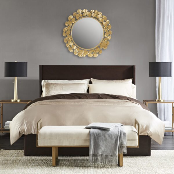Eden Gold Gingko Leaf Round Wall Mirror 30.5" - Image 3