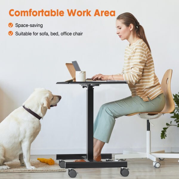 Sweetcrispy Small Mobile Rolling Standing Desk Rolling Desk Laptop Computer Cart for Home - Image 4