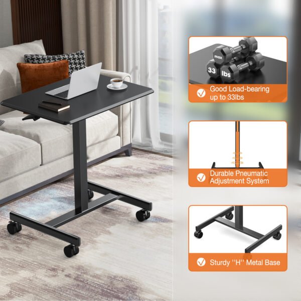 Sweetcrispy Small Mobile Rolling Standing Desk Rolling Desk Laptop Computer Cart for Home - Image 5