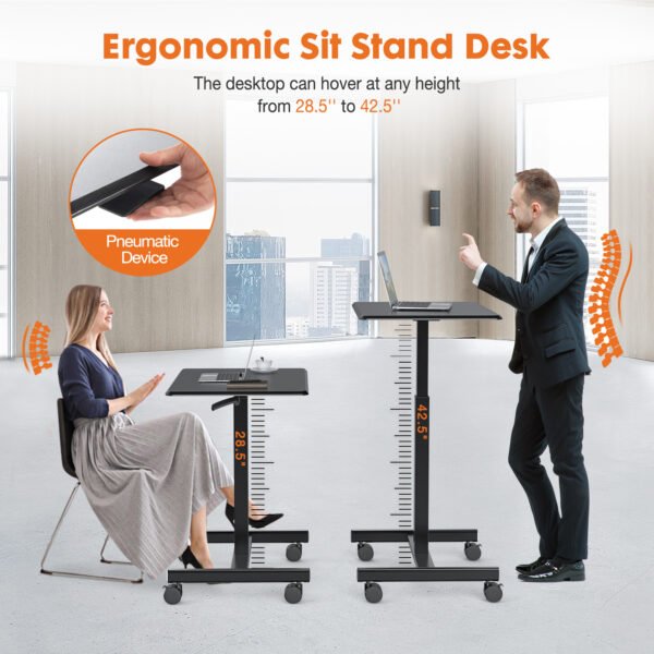 Sweetcrispy Small Mobile Rolling Standing Desk Rolling Desk Laptop Computer Cart for Home - Image 6
