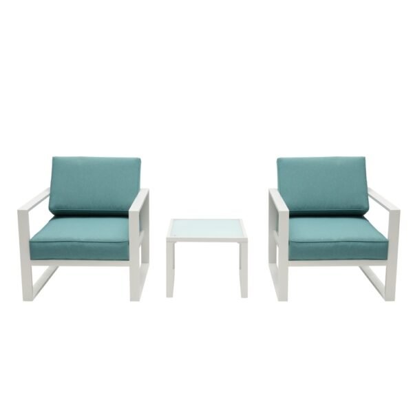 Factory Wholesale Aluminum Patio 2 Seater Green Couch Chair 3 Piece Sofa Set With End Side Table Outdoor - Image 2