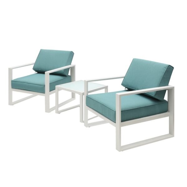 Factory Wholesale Aluminum Patio 2 Seater Green Couch Chair 3 Piece Sofa Set With End Side Table Outdoor - Image 3