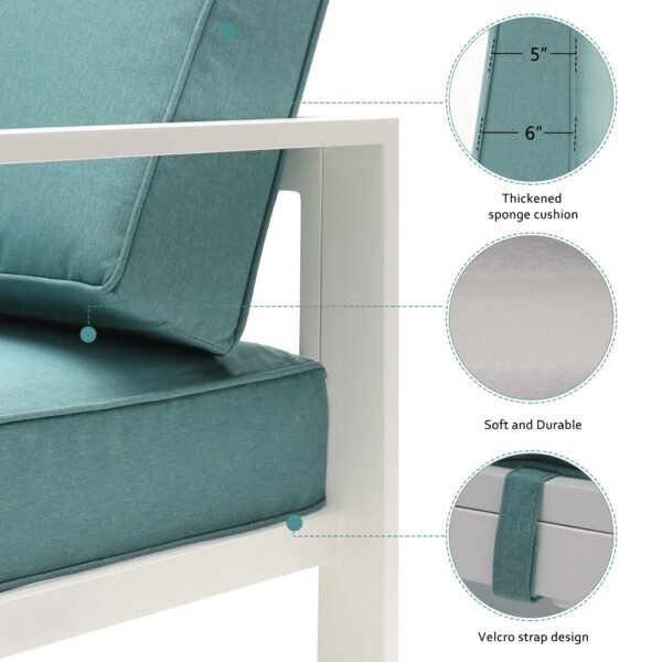 Factory Wholesale Aluminum Patio 2 Seater Green Couch Chair 3 Piece Sofa Set With End Side Table Outdoor - Image 4