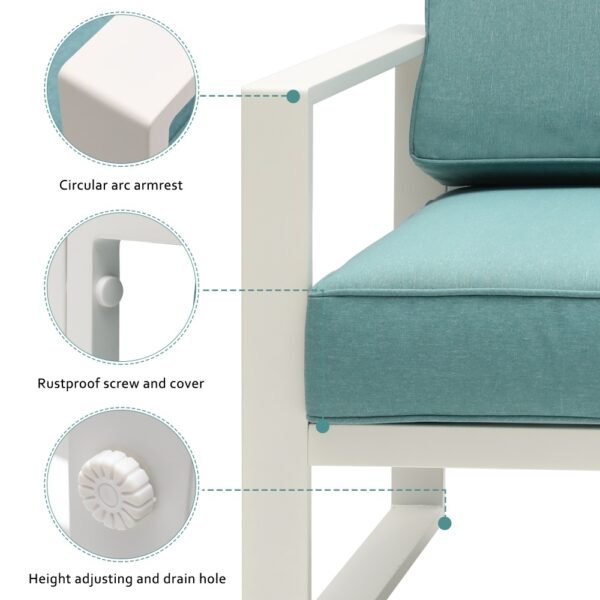 Factory Wholesale Aluminum Patio 2 Seater Green Couch Chair 3 Piece Sofa Set With End Side Table Outdoor - Image 5