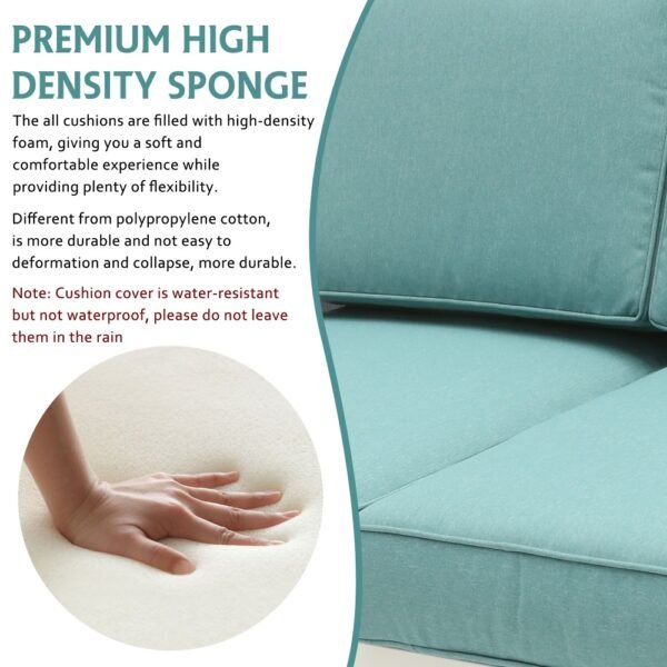 Factory Wholesale Aluminum Patio 2 Seater Green Couch Chair 3 Piece Sofa Set With End Side Table Outdoor - Image 6