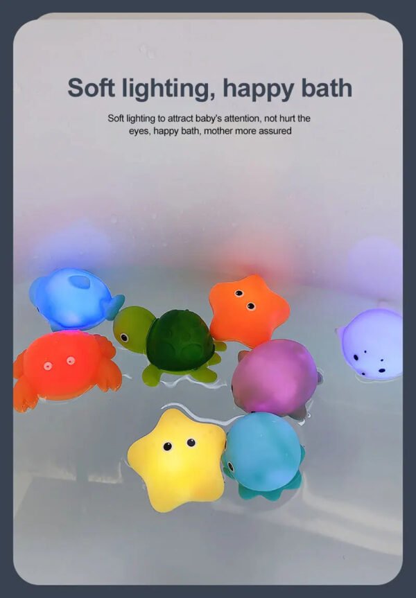 Baby Cute Induction Luminous Animal Bath Toys Bathtub Colorful LED Lighting Toys Waterproof for Toddler Infant Boys Girls Gift - Image 49