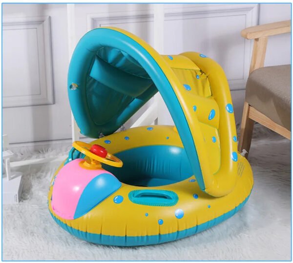 Inflatable Baby Swimming Rings Seat Floating Sun Shade Toddler Swim Circle Fun Pool Bathtub Beach Party Summer Water Toys - Image 2